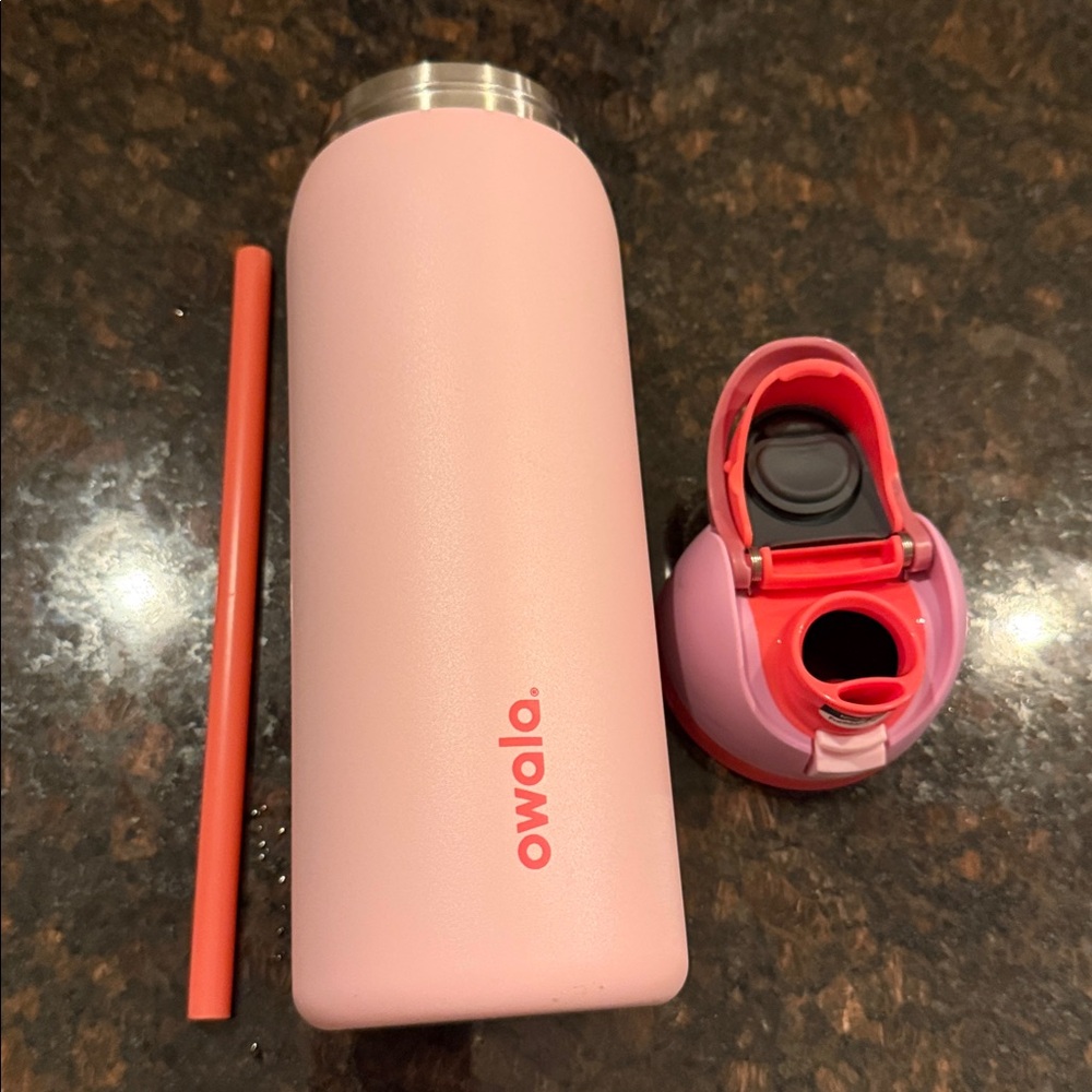 Owala Pink Water Bottle with Straw